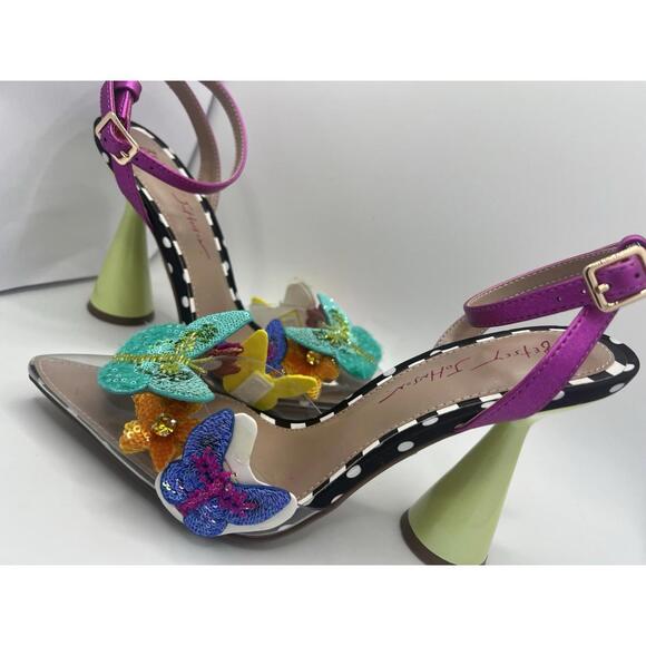 Betsy Johnson Women's Kamilla Butterfly Sequin Vinyl Pumps Size 7  Sassy 4" Heel - Picture 10 of 15